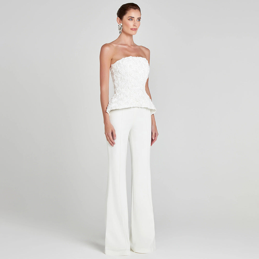 Damen Elegantes Peplum-Top mit ausgestellter Hose Echo Archiv