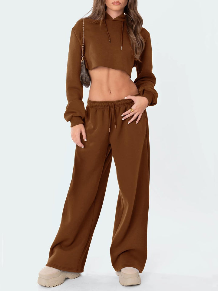 Damen weite Loungehose mit hohem Komfortbund, elastischem Tunnelzug und seitlichen Eingrifftaschen – Avélisse