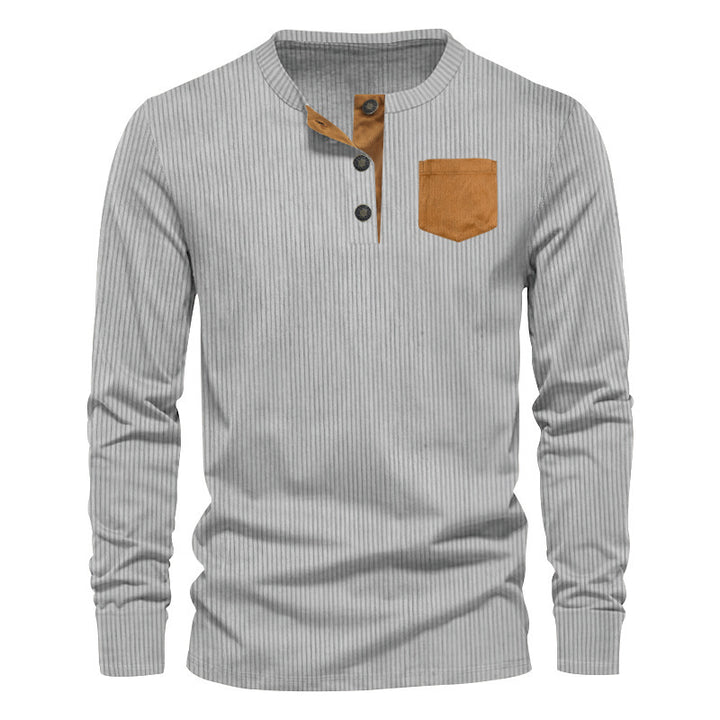 Herren Rippenfeinstrick Langarmshirt mit Slim‑Fit und Stehkragen – Arvello
