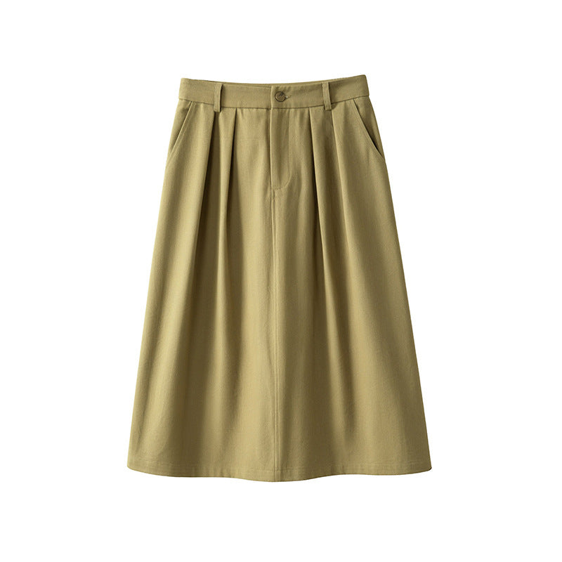 Damen Midirock mit hoher Taille, soften Falten und Eingrifftaschen Echo Archiv