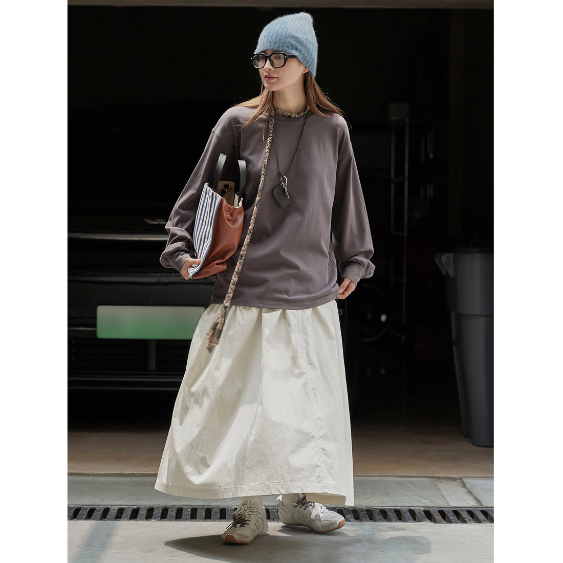 Damen Relaxed-Fit Langarmshirt aus Baumwolljersey mit gerundetem Saum Echoarchiv