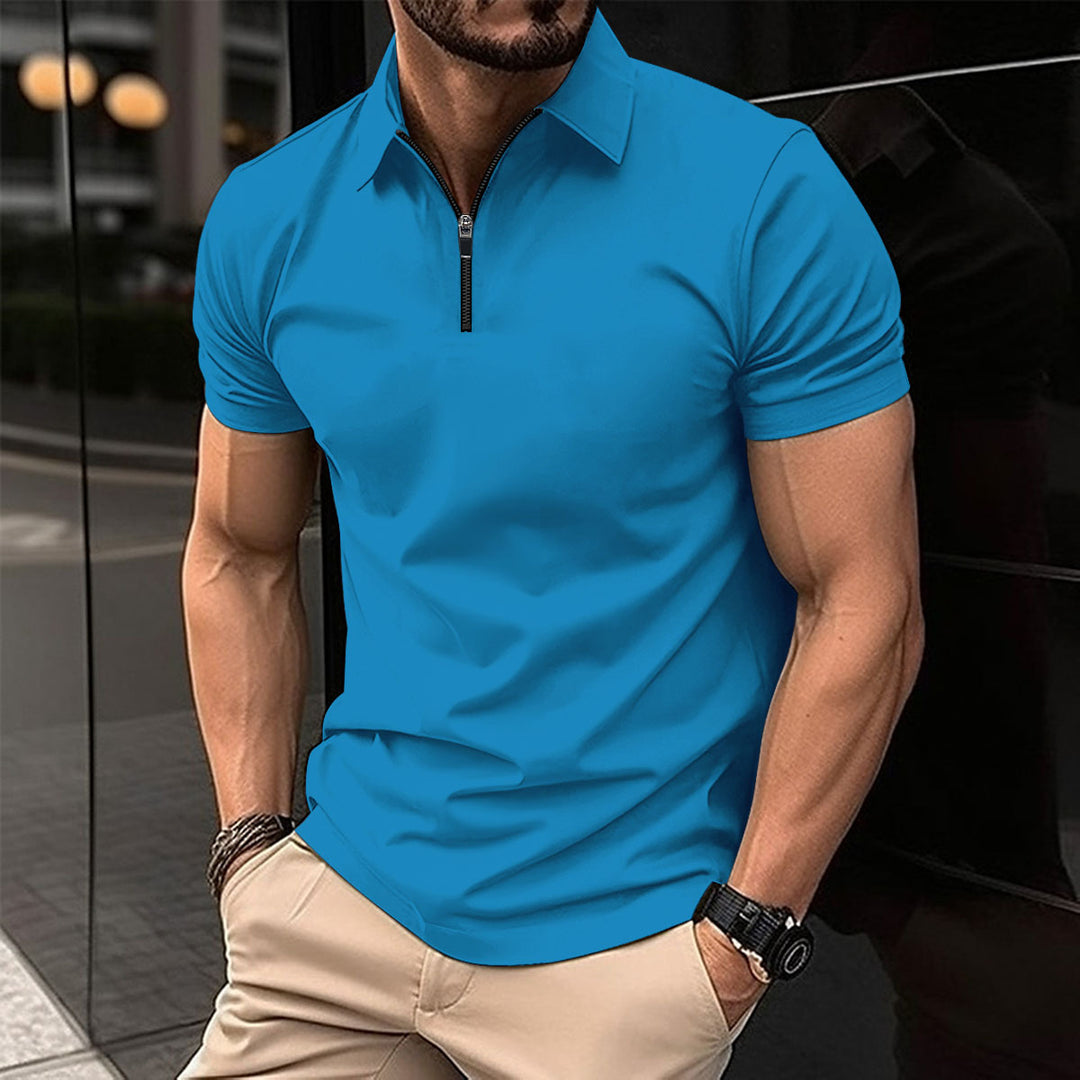 Herren Sportliches Kurzarm-Poloshirt mit Reißverschluss Echoarchiv