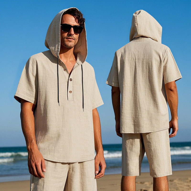 Herren lässiges Kapuzenhemd und Shorts Set Echoarchiv