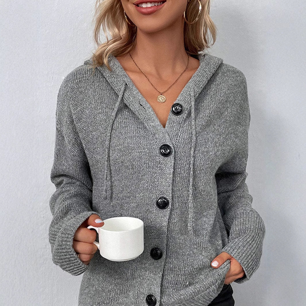 Damen Modischer Strickpullover mit Kapuze – Mavelle