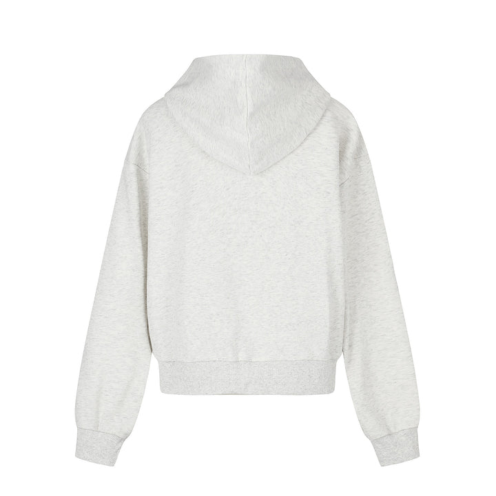 Damen Zip‑Hoodie im Boxy‑Schnitt mit Kängurutasche und Nummernprint Echoarchiv