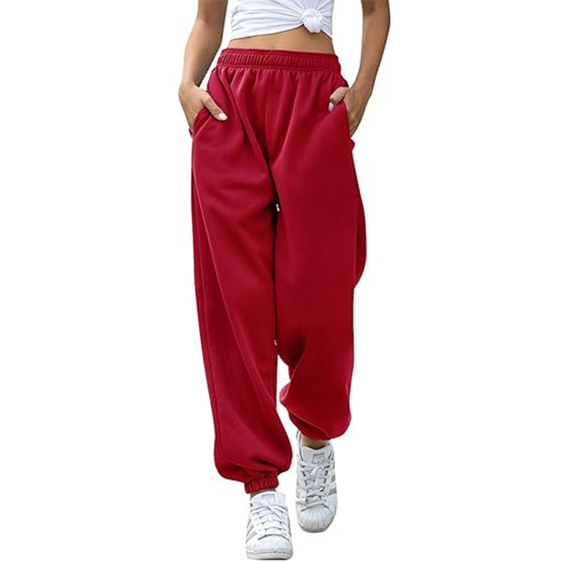 Damen nan weite High-Waist Jogginghose aus weichem Fleece mit elastischem Bund, Eingrifftaschen und engen Saumbündchen Echo Archiv