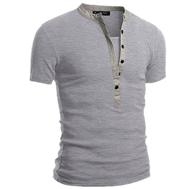 Herren Kurzarm Shirt mit modernen Knöpfen und gestepptem Kragen Echoarchiv