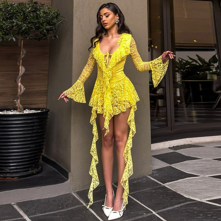 Damen Spitzenkleid mit voluminösen Rüschen Echo Archiv