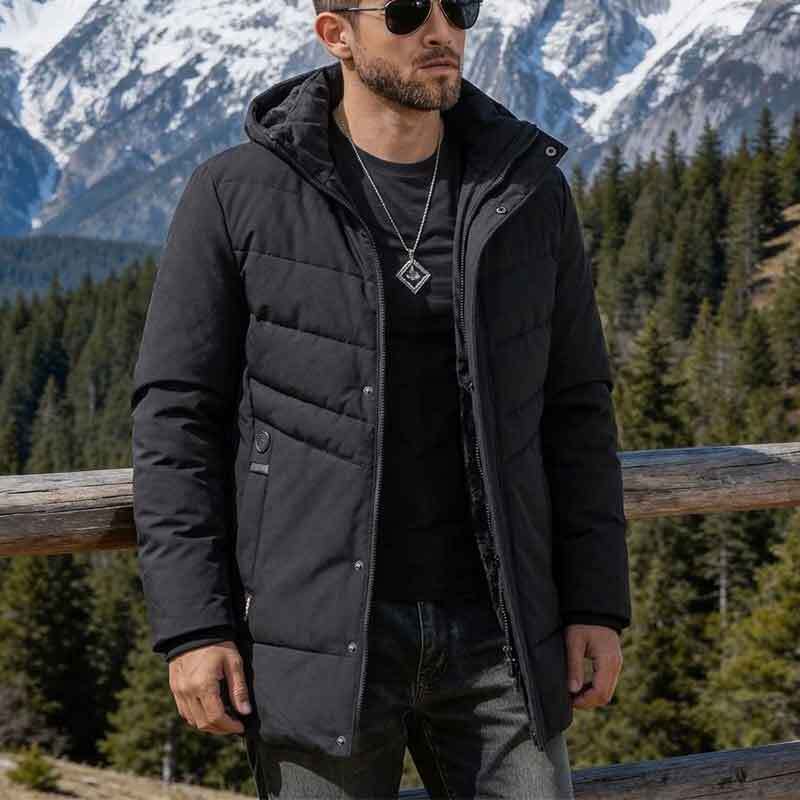 Herren Praktische Winterjacke mit Kapuze und edlen Steppdetails Echo Archiv