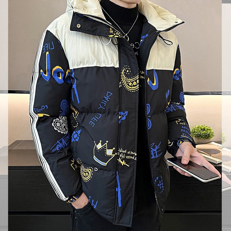 Herren modische und warme Steppjacke mit verstellbarer Kapuze Echoarchiv