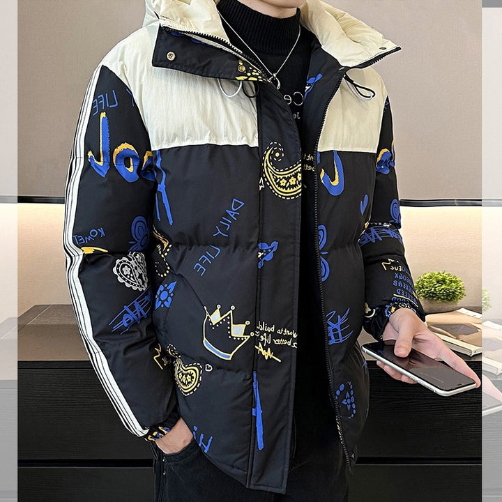 Herren modische und warme Steppjacke mit verstellbarer Kapuze Echoarchiv