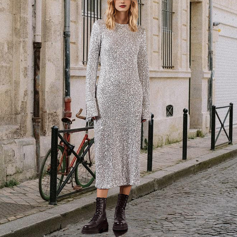 Damen Glitzerndes Langarmkleid Echoarchiv