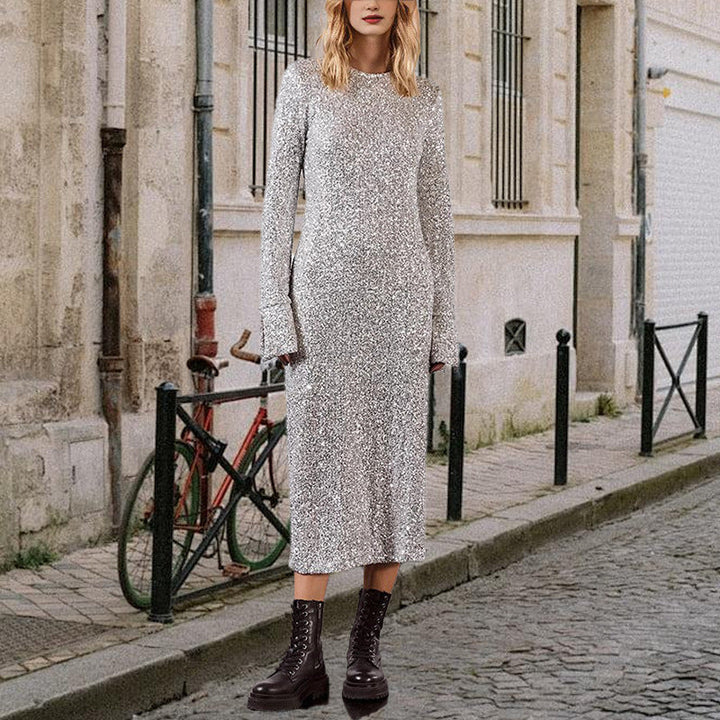 Damen Glitzerndes Langarmkleid Echoarchiv