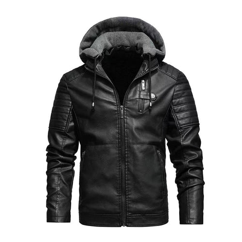 Herren Kunstlederjacke mit abnehmbarem Kapuzenfutter Echoarchiv