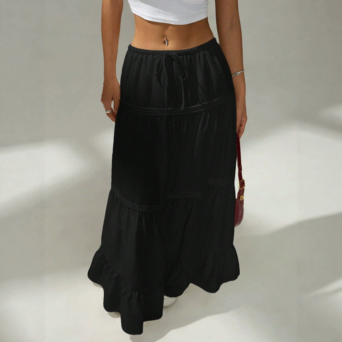 Damen Maxirock mit elegantem Volantdesign und elastischem Bund – Valéora