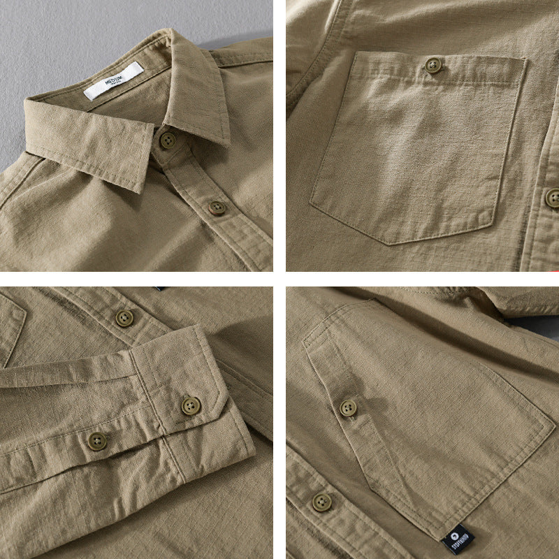 Herren Leichtes Hemdjacken-Overshirt aus Baumwolltwill mit asymmetrischer Brusttasche und lockerem Schnitt Echoarchiv
