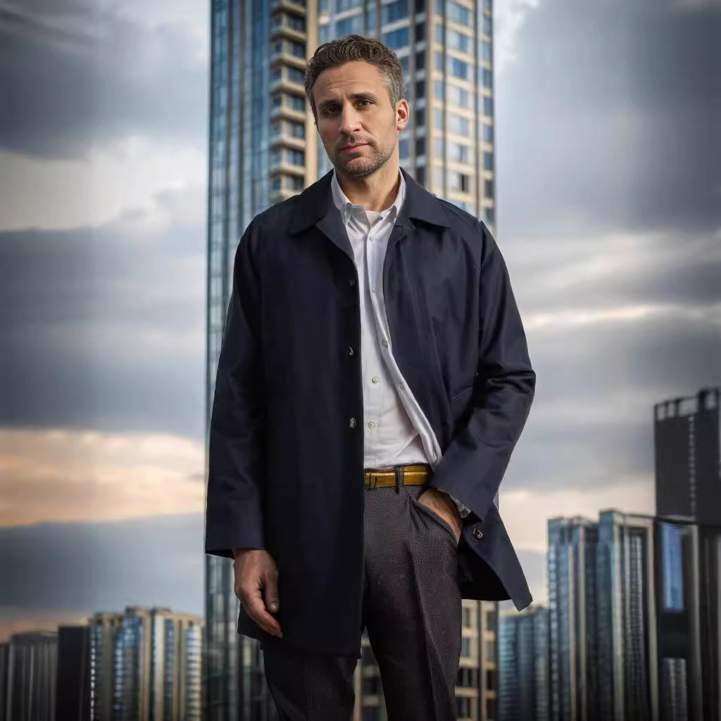 Herren leichte Übergangsjacke im minimalistischen Design mit praktischen Knöpfen und großen Taschen Echoarchiv