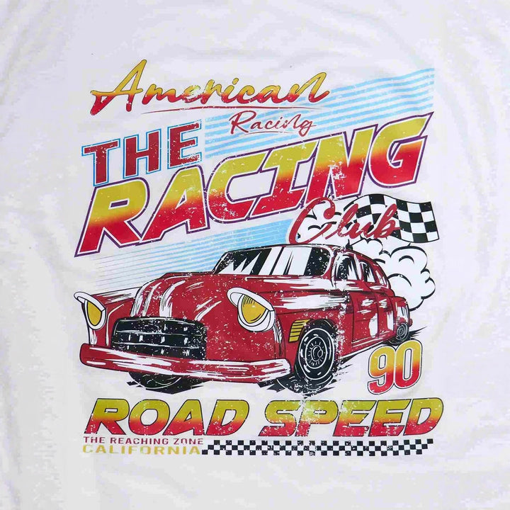Damen T-Shirt mit künstlerischem Retro-Rennsport-Motiv und bequemer Passform Echo Archiv