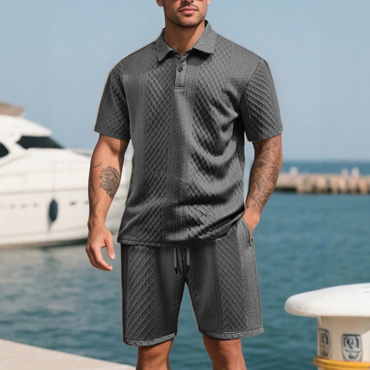 Herren nan strukturierte Lounge-Shorts mit Elastikbund Tunnelzug und seitlichen Eingrifftaschen Echo Archiv