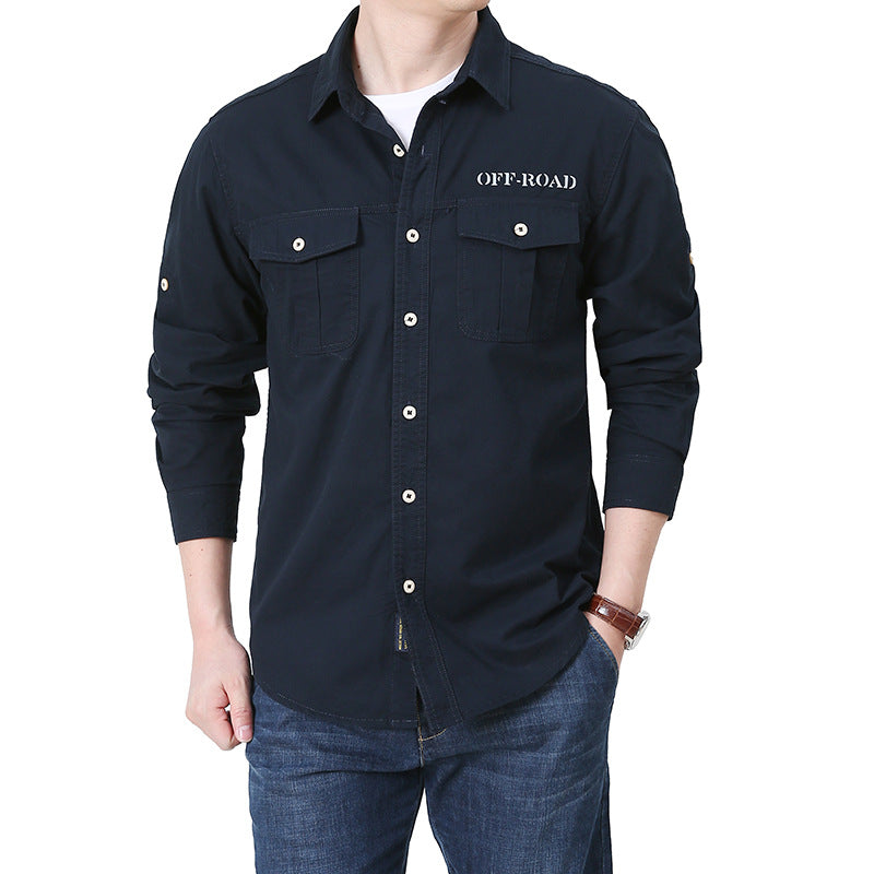 Herren robustes Overshirt aus Baumwoll-Canvas mit Brustpattentaschen Echoarchiv