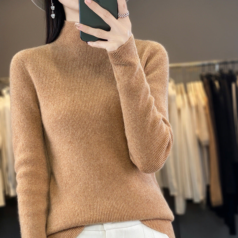 Damen Premium-Feinstrick-Mockneckpullover mit extra langen Ärmelabschlüssen und feiner Rippenstruktur Echoarchiv