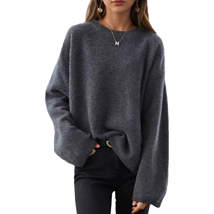 Damen nan lässiger Oversize-Strickpullover mit Rundhalsausschnitt und überschnittener Schulterpartie Echo Archiv