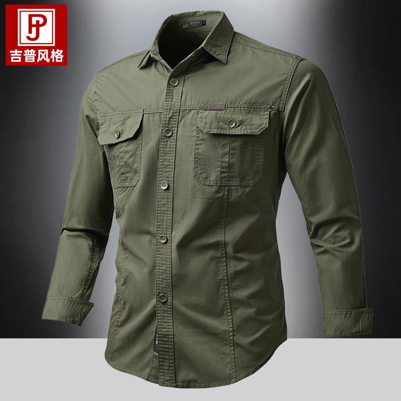 Herren nan Hemdjacke aus robustem Baumwoll-Twill mit verstärkten Brusttaschen Echo Archiv
