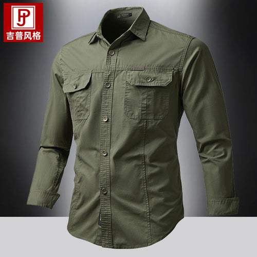 Herren nan Hemdjacke aus robustem Baumwoll-Twill mit verstärkten Brusttaschen Echo Archiv