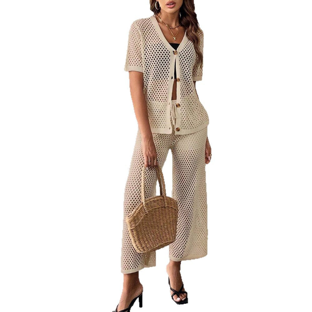 Damen luftiges Netz-Set mit knöpfbarem Cardigan Echo Archiv