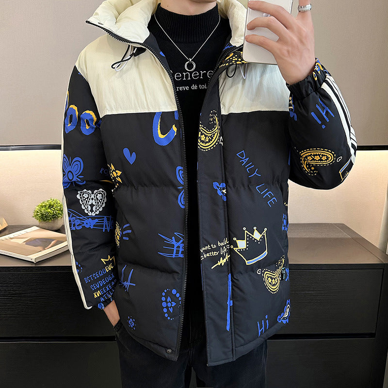 Herren modische und warme Steppjacke mit verstellbarer Kapuze Echoarchiv