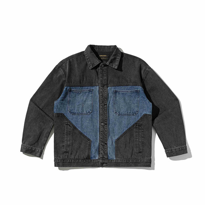 Unisex Denim-Workwear-Overshirt im kastigen Schnitt mit kontrastierten Brusttaschen Echoarchiv