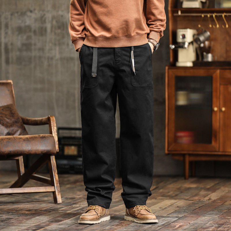 Herren Lockere Canvas-Cargohose mit Tunnelzugbund und aufgesetzten Fronttaschen Echo Archiv