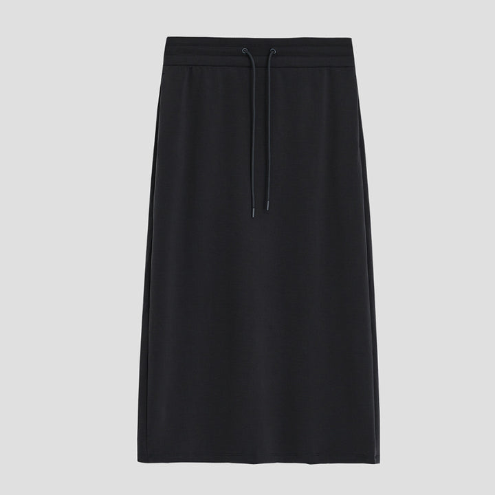 Damen Jersey-Midirock mit elastischem Tunnelzugbund und geradem Fall Echoarchiv