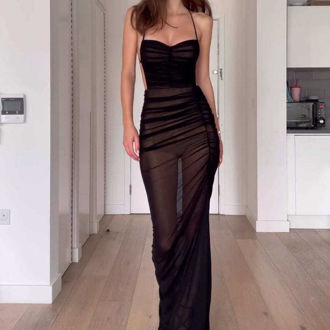 Damen Elegantes Wickelkleid mit tiefer Rückenansicht und fein schwingendem Rock Echo Archiv