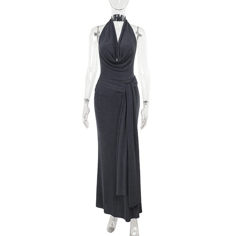 Damen elegantes Wickelkleid mit tiefem V-Ausschnitt und fließendem Schnitt Echo Archiv