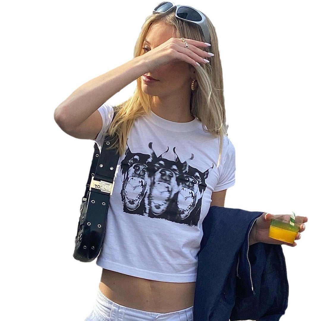 Damen Grafik T-Shirt mit kreativen Druck Echo Archiv