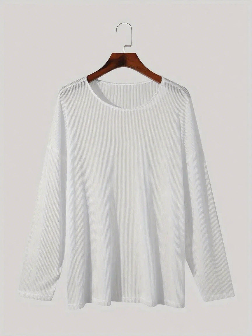 Damen Langarmshirt mit strukturiertem Rippenmuster und lässigem Schnitt Echoarchiv