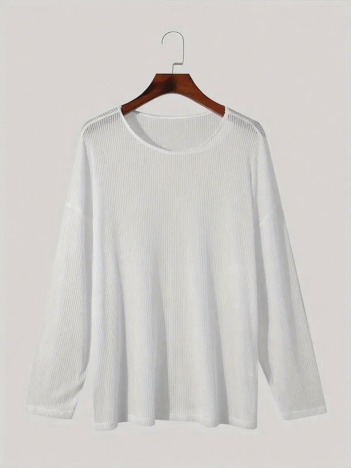 Damen nan locker fallendes Langarm-Feinstrickshirt mit feinem Rippenmuster und Rundhalsausschnitt Echo Archiv
