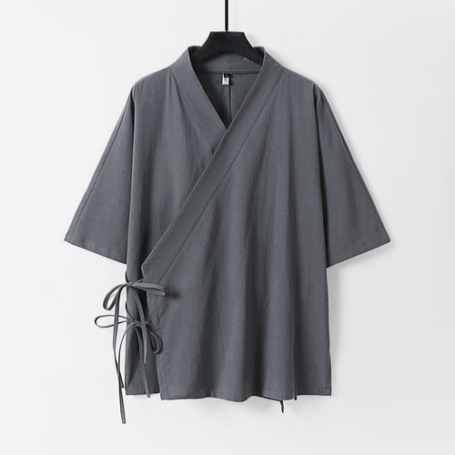 Damen Wickel-Kimono-Oberteil mit kurzen Ärmeln und Seitenschnürung Echoarchiv