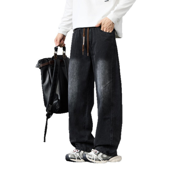 Herren Baggy-Denimhose mit Tunnelzug und Used-Wash-Details Echo Archiv