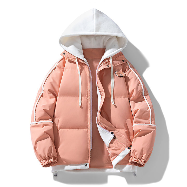 Damen Kurz geschnittene Steppjacke mit kontrastierender Fleece‑Kapuze und Kordelzug Echo Archiv