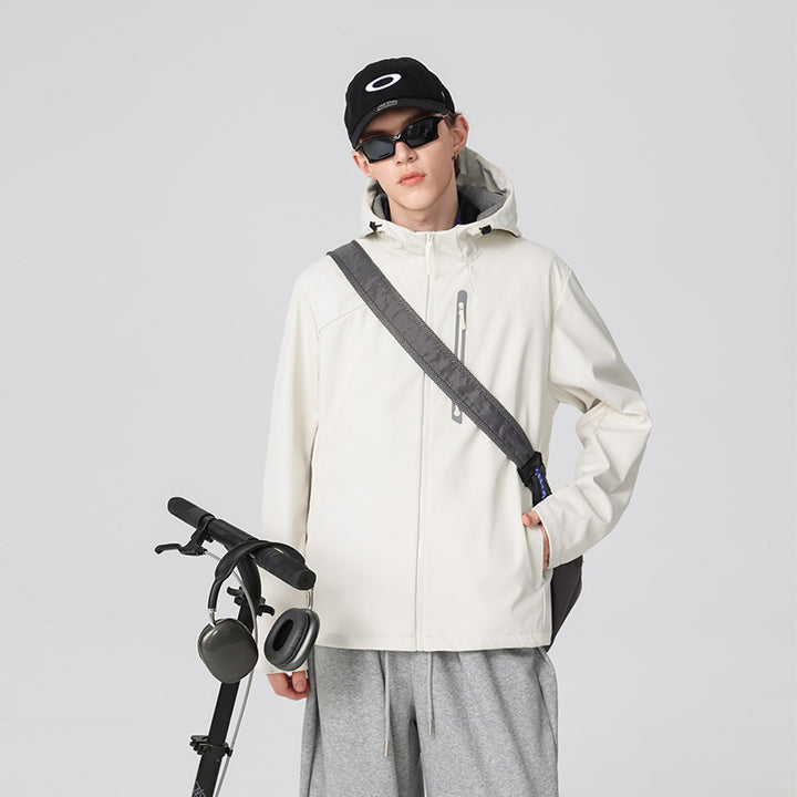 Herren Wasserdichte Softshell-Outdoorjacke mit verstellbarer Kapuze, verschweißten Reißverschlüssen und reflektierender Brusttasche Echo Archiv