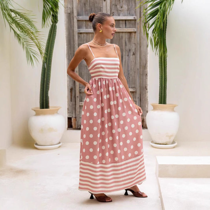 Damen Maxikleid mit verspieltem Streifendesign und großen Punkten Echo Archiv