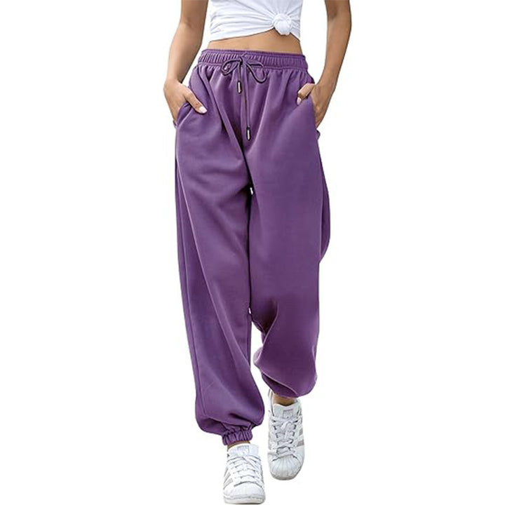 Damen nan Cozy-Sweat-Palazzohose mit hohem Komfortbund, integriertem Kordelzug und gerafften Knöchelabschlüssen Echo Archiv
