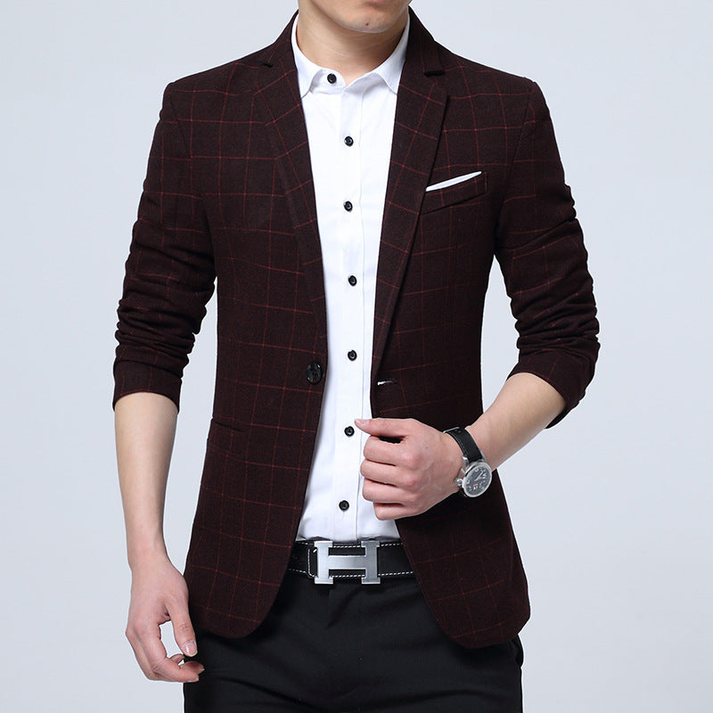 Herren Karierter Slim-Fit Sakko im Business-Casual Stil Echoarchiv