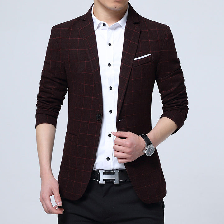 Herren Karierter Slim-Fit Sakko im Business-Casual Stil Echoarchiv