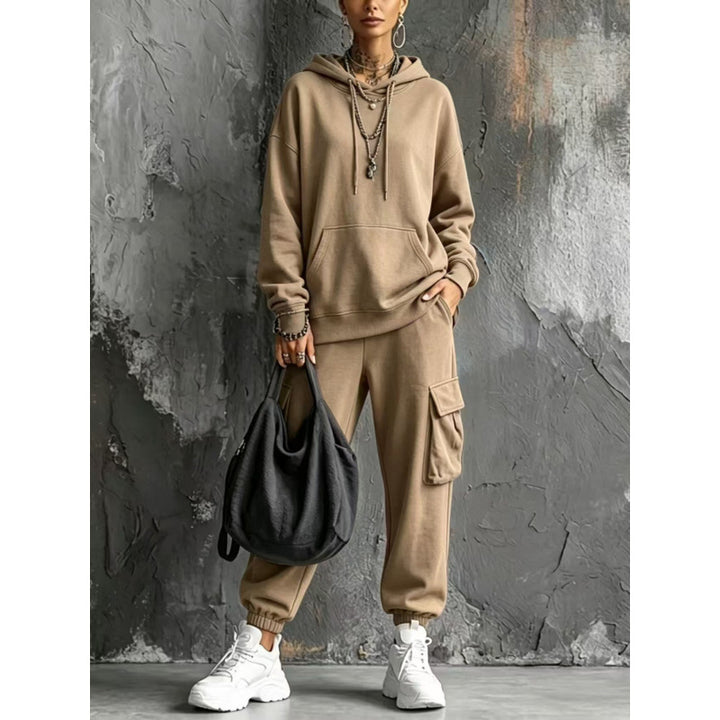 Damen Oversize Hoodie- und Cargo-Jogger-Set aus French Terry – Auréline