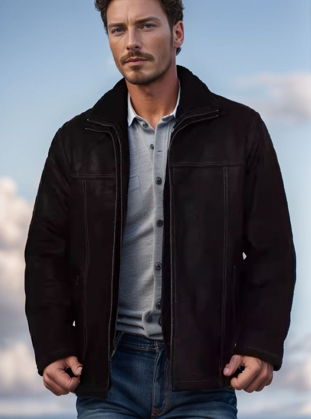 Herren gemütliche und stylische Jacke aus weichem Kunstleder Echoarchiv