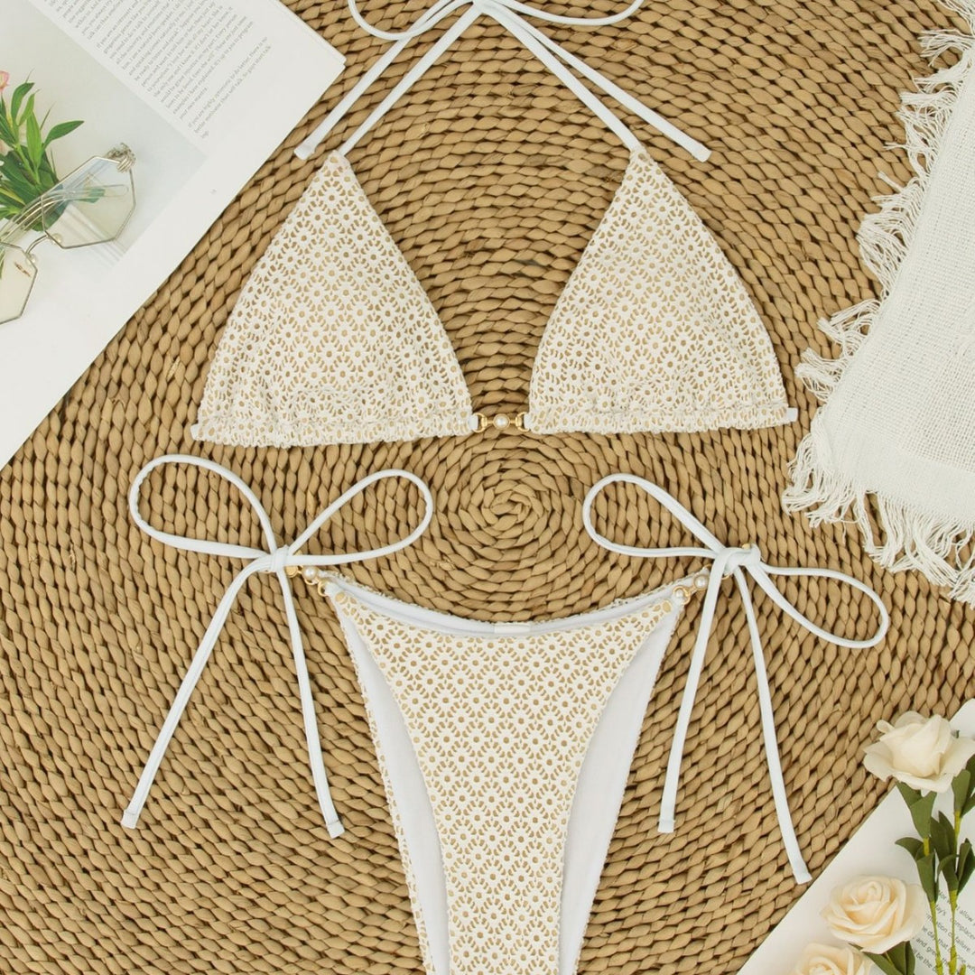 Damen Triangel-Bikini mit dekorativen Perlen Echo Archiv