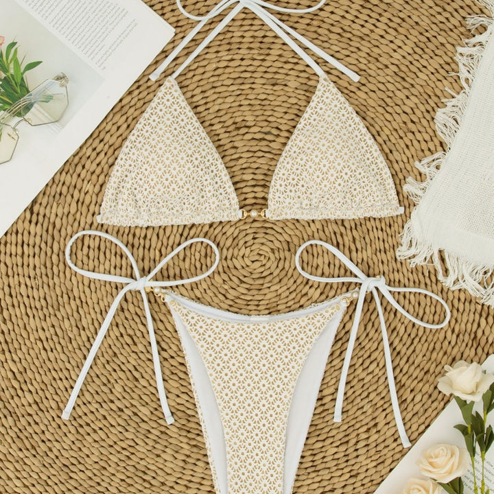 Damen Triangel-Bikini mit dekorativen Perlen Echo Archiv